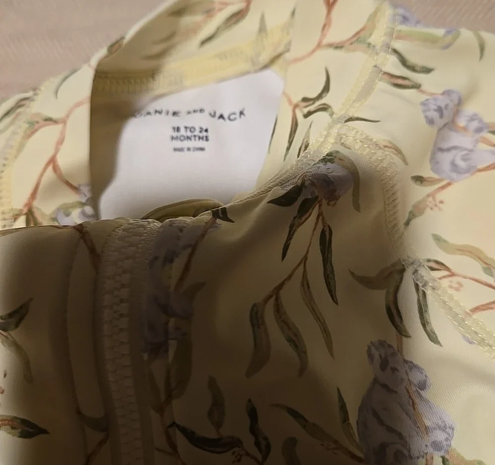 Janie and Jack Size 18-24 MonthPale Yellow Koala Print Long-Sleeve Rashgaurd